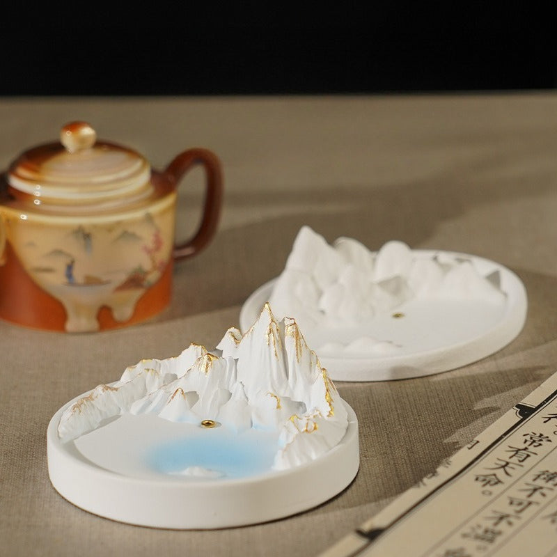 A Thousand Miles of Mountains Plaster Incense Holder | Hand-Carved Incense Tray & Altar Art | Minimalist Zen | Zenith Censer