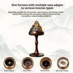 Handmade Copper & Glass Art Boshan Incense Burner | Large Incense Altar for Meditation & Tea Ceremony | Collectible Gift Set by Zenith Censer