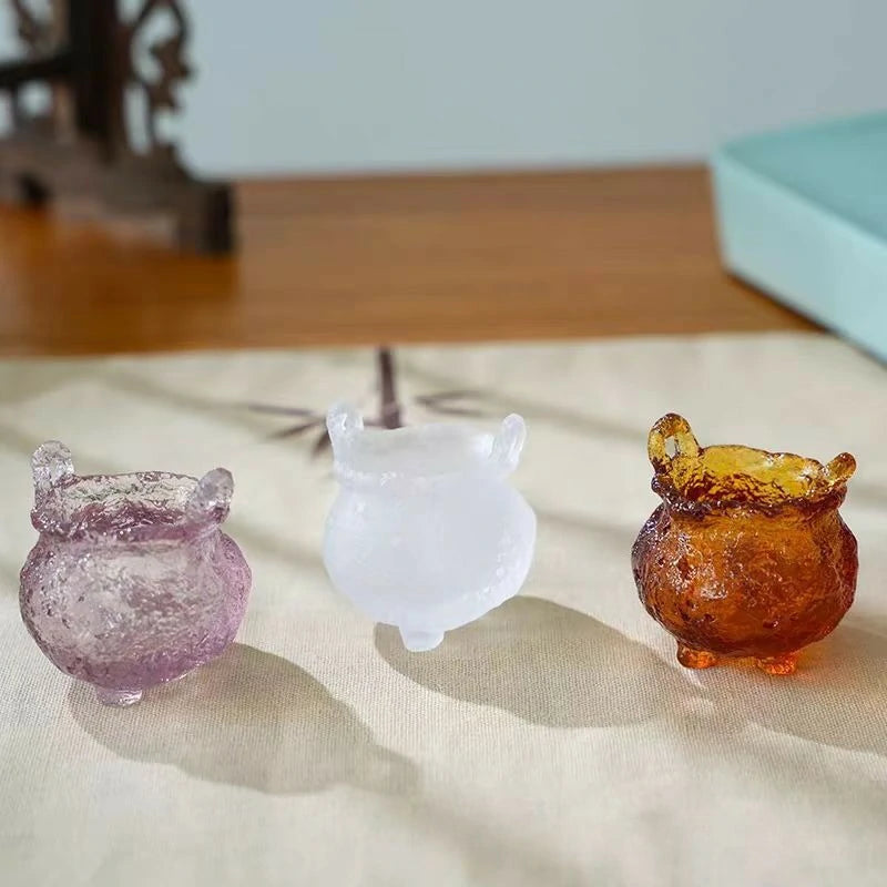 Artisan Hand-Blown Glass “Cicada Dream” Incense Burner | Small Altar Piece for Desk, Meditation & Zen Decor | Zenith Censer