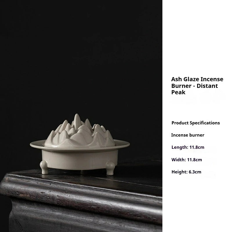 Artisan Ash Glaze Triple-Foot Incense Burner | Small Ceramic Incense Holder for Desk & Altar | Zenith Censer