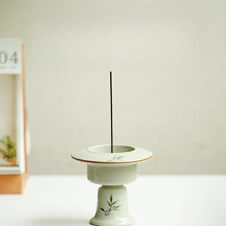 Hand-Painted Ash Glaze Travel Censer Set | Portable Incense Altar with 9-Hole Holder | Classical Chinese Design | Zenith Censer