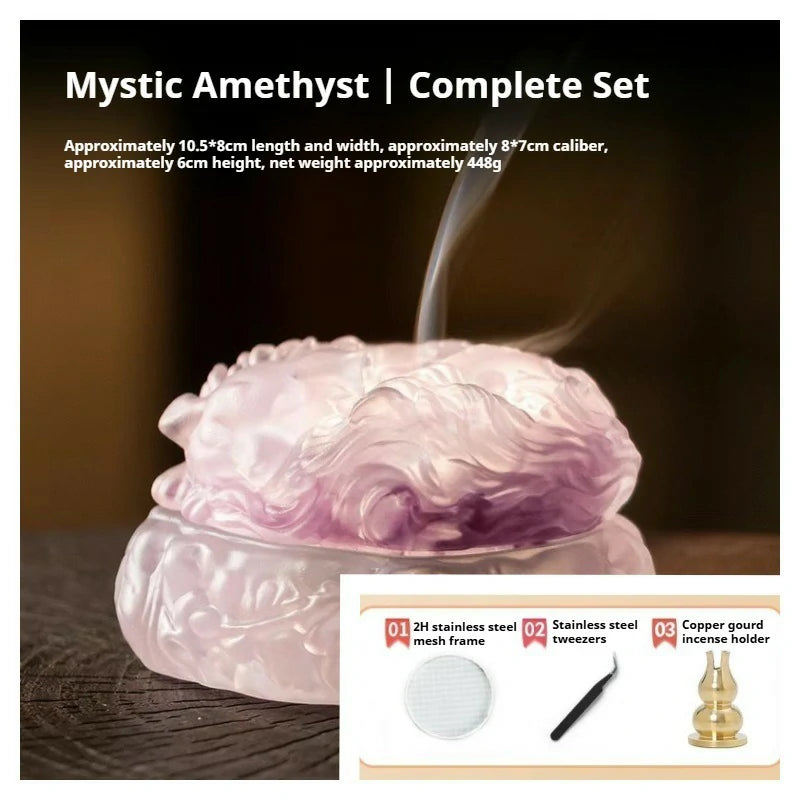 Nine-Tailed Fox Glass Incense Burner Set | Hand-blown Glass Censer for Sticks & Cones | Zenith Censer