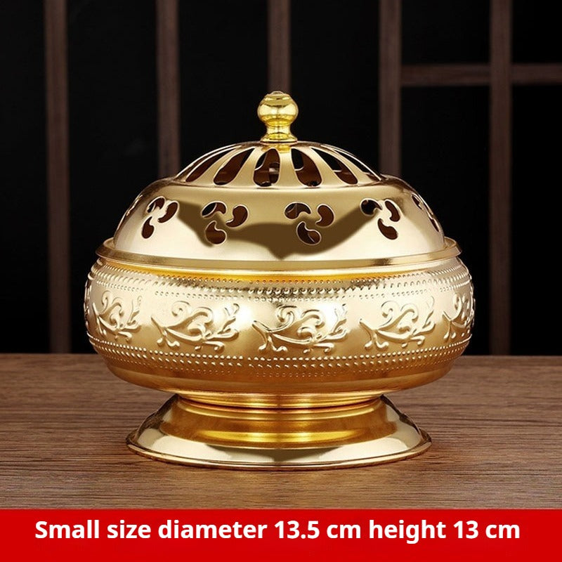 24-Hour Coil Incense Holder ‘Eternal Guardian’ | Alloy Stand for Continuous Fragrance | Gold/Antique Bronze | Zenith Censer
