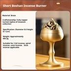 Handmade Copper & Glass Art Boshan Incense Burner | Large Incense Altar for Meditation & Tea Ceremony | Collectible Gift Set by Zenith Censer