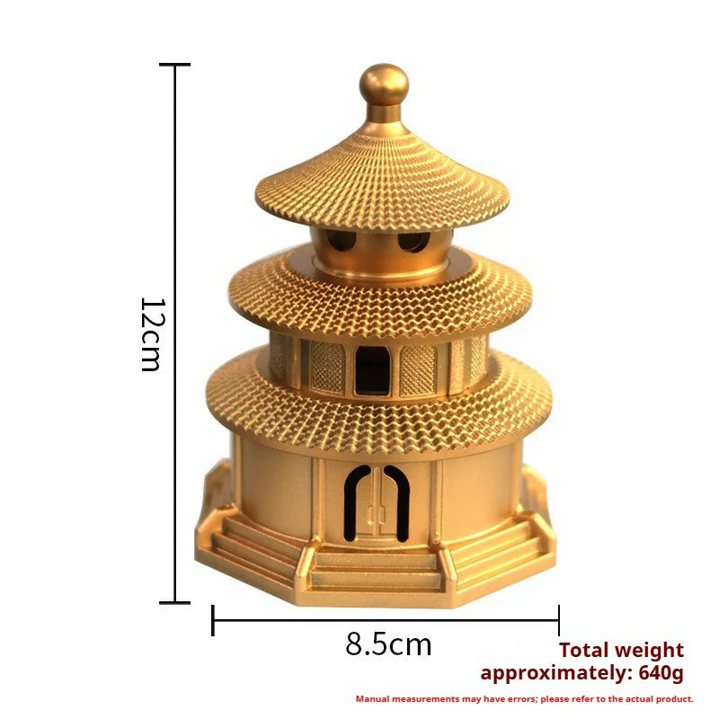 Brass Temple of Heaven Incense Burner | Handcrafted Mini Censer for Altar, Meditation & Home Decor | Zenith Censer