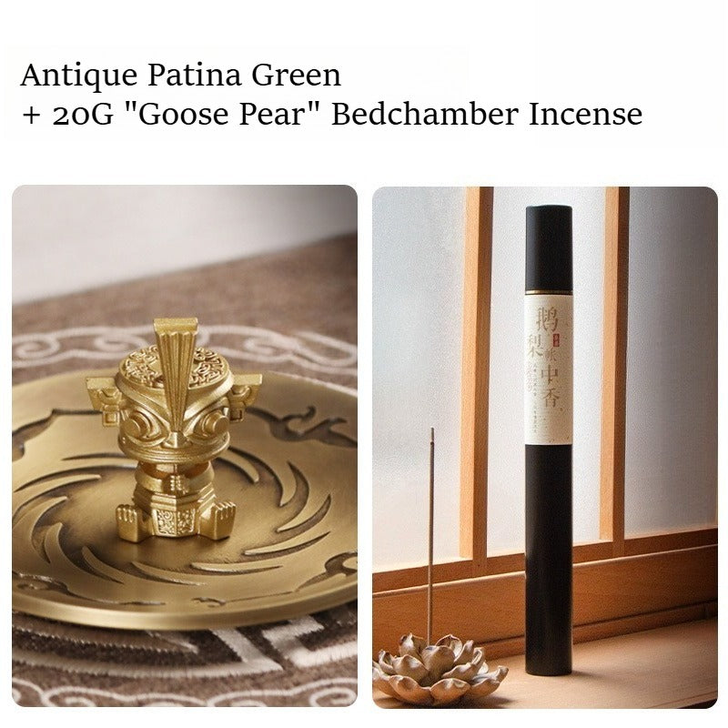 Sanxingdui Bronze Figure Incense Burner | Ancestral-Inspired Standing Incense Holder with Premium Incense | Zenith Censer