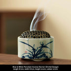 Hand-Painted Blue & White Porcelain Incense Burner | Chinese Landscape Ceramic Censer | Multiple Auspicious Designs | Zenith Censer