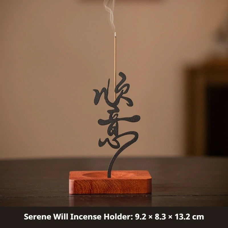Upside-Down Incense Holder & Stand Set | Includes Auspicious Wish/Serene Will Metal Base + Curated Incense (Sandalwood, etc.) | Zenith Censer