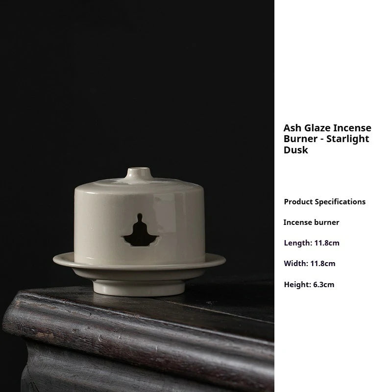 Artisan Ash Glaze Triple-Foot Incense Burner | Small Ceramic Incense Holder for Desk & Altar | Zenith Censer