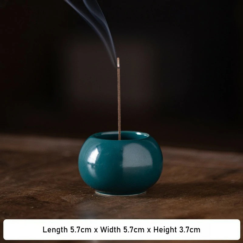 Ash Glaze ‘Hundred Blessings’ Jar Incense Burner | Ceramic Stick Incense Holder & Altar Piece | Multi-Color Sets | Zenith Censer