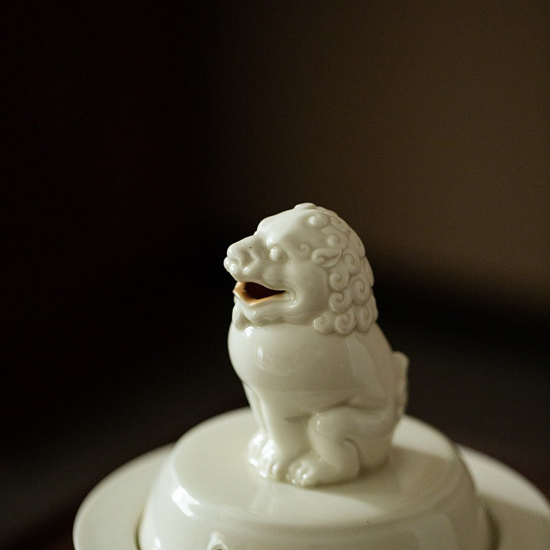 Artisan Ding Kiln Ceramic Lion Incense Burner | Large Censer for Meditation, Altar & Tea Ceremony | Zenith Censer