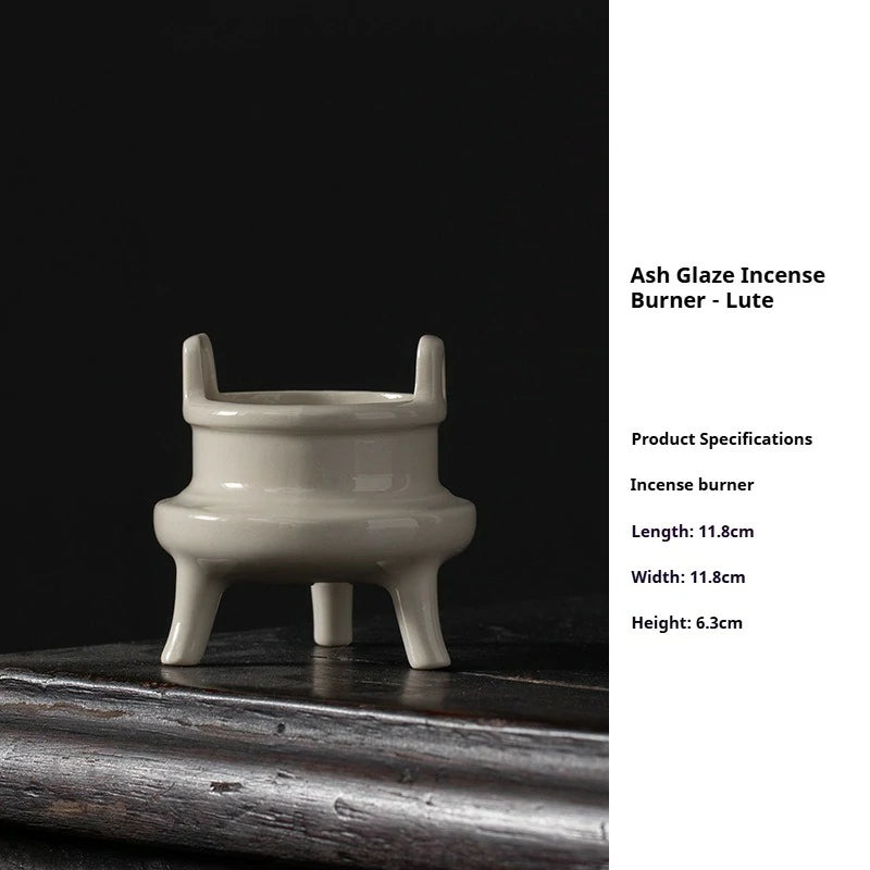 Artisan Ash Glaze Triple-Foot Incense Burner | Small Ceramic Incense Holder for Desk & Altar | Zenith Censer