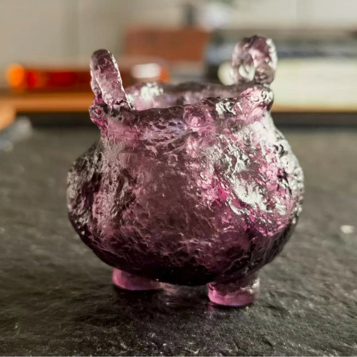 Artisan Hand-Blown Glass “Cicada Dream” Incense Burner | Small Altar Piece for Desk, Meditation & Zen Decor | Zenith Censer