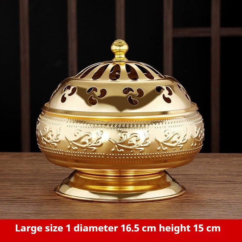 24-Hour Coil Incense Holder ‘Eternal Guardian’ | Alloy Stand for Continuous Fragrance | Gold/Antique Bronze | Zenith Censer