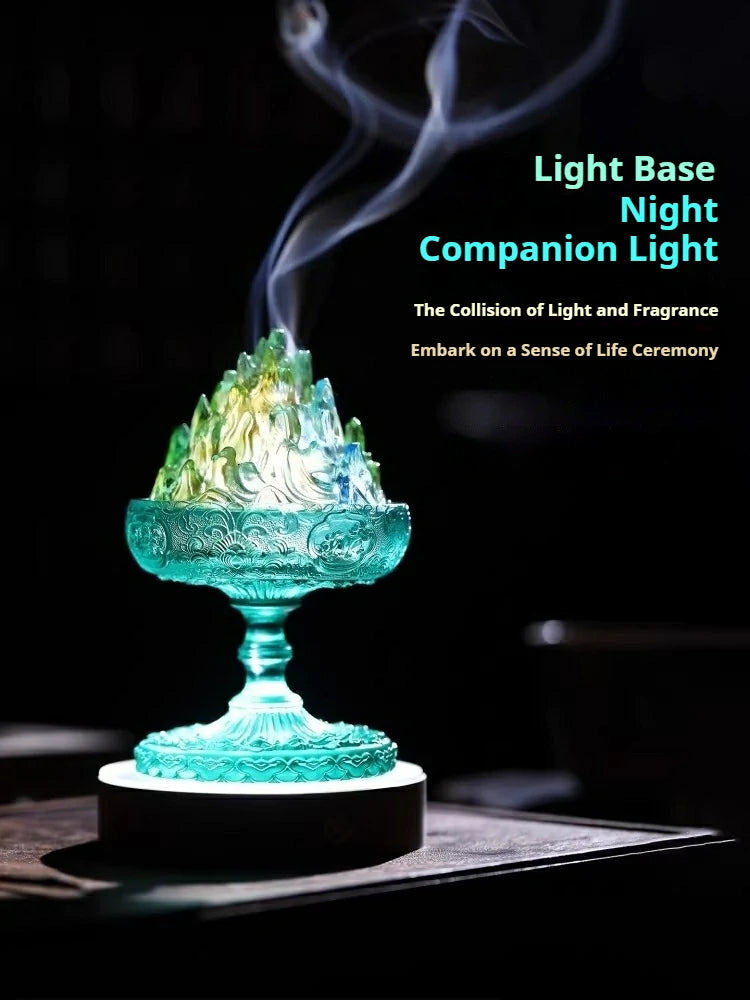 Artisan Glass ‘Boshan’ Incense Burner | Hand-Carved Censer for Powder & Stick Incense | Zenith Censer