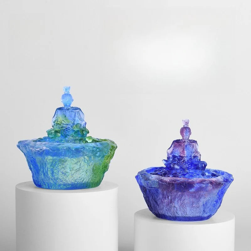 Mythical Monkey King Glass Incense Burner | Lotus Altar for Incense Ceremony, Office & Tea Space | Zenith Censer