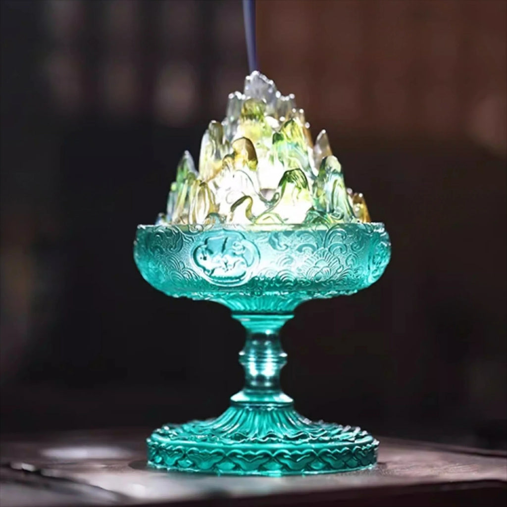 Artisan Glass ‘Boshan’ Incense Burner | Hand-Carved Censer for Powder & Stick Incense | Zenith Censer