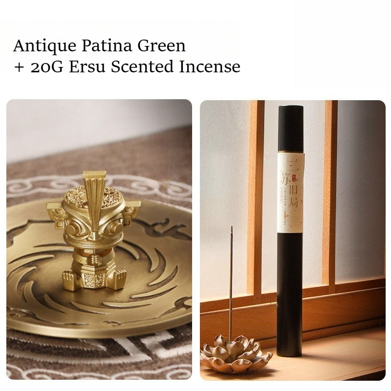 Sanxingdui Bronze Figure Incense Burner | Ancestral-Inspired Standing Incense Holder with Premium Incense | Zenith Censer