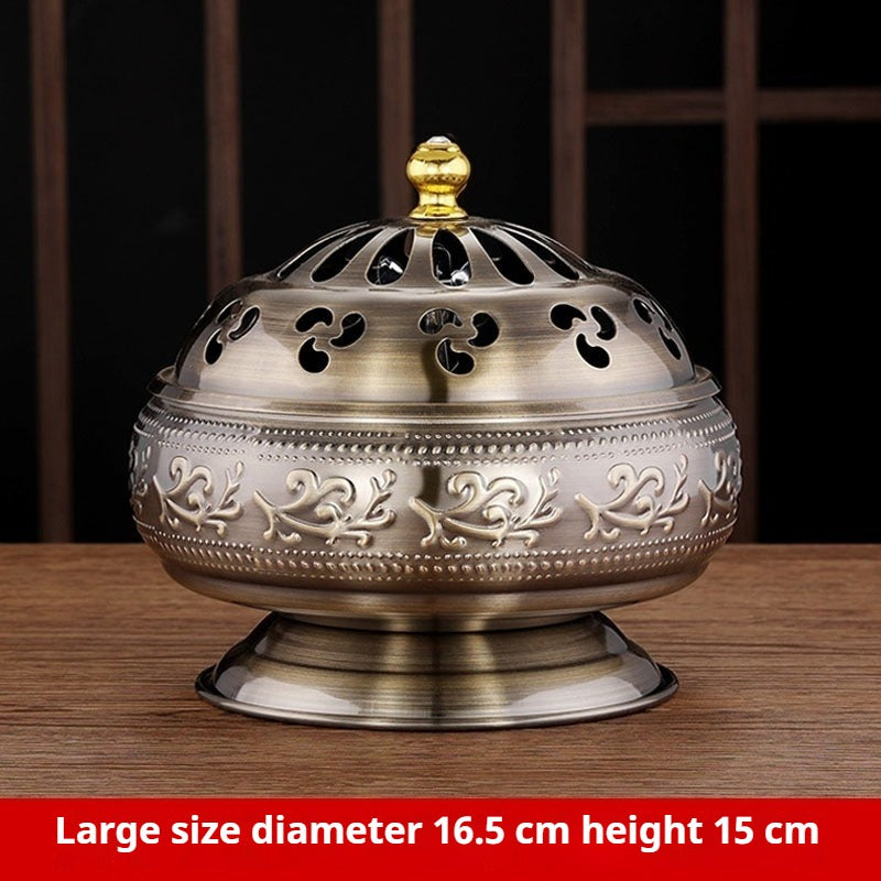 24-Hour Coil Incense Holder ‘Eternal Guardian’ | Alloy Stand for Continuous Fragrance | Gold/Antique Bronze | Zenith Censer