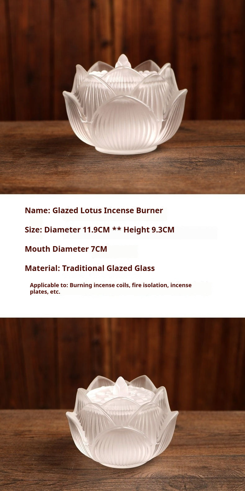 Ancient Method Glass Lotus Incense Burner | Transparent Censer for Incense Seal & Ash-Separated Ceremony | Zenith Censer