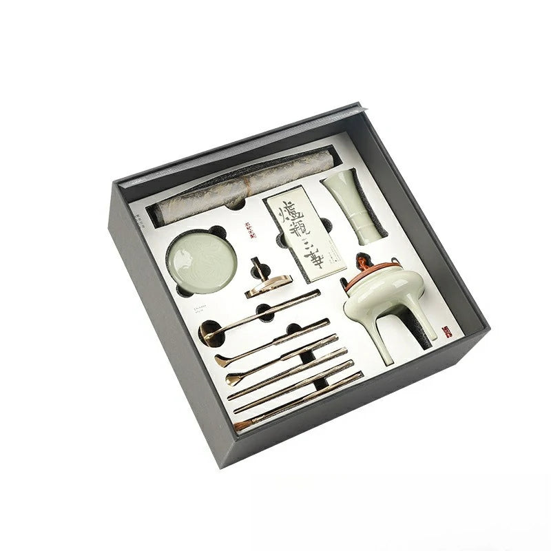 Complete Incense Ceremony Starter Set | Song Dynasty Style Tools & Ceramic Burner for Incense Seals | Zenith Censer