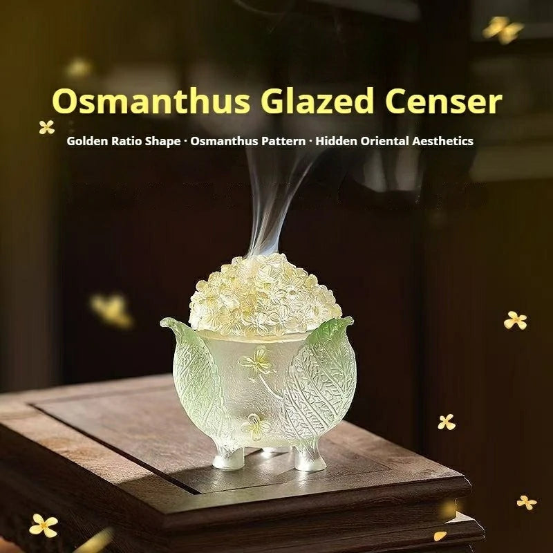 ‘Twelve Blossom Deities’ Pink Butterfly Glass Incense Burner | Intangible Heritage Craft, New Chinese Style | Zenith Censer