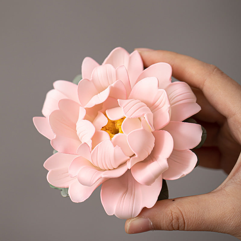 Hand-Sculpted Peony Ceramic Incense Holder | 3D Floral Art Piece for Home & Tea Room | Zenith Censer