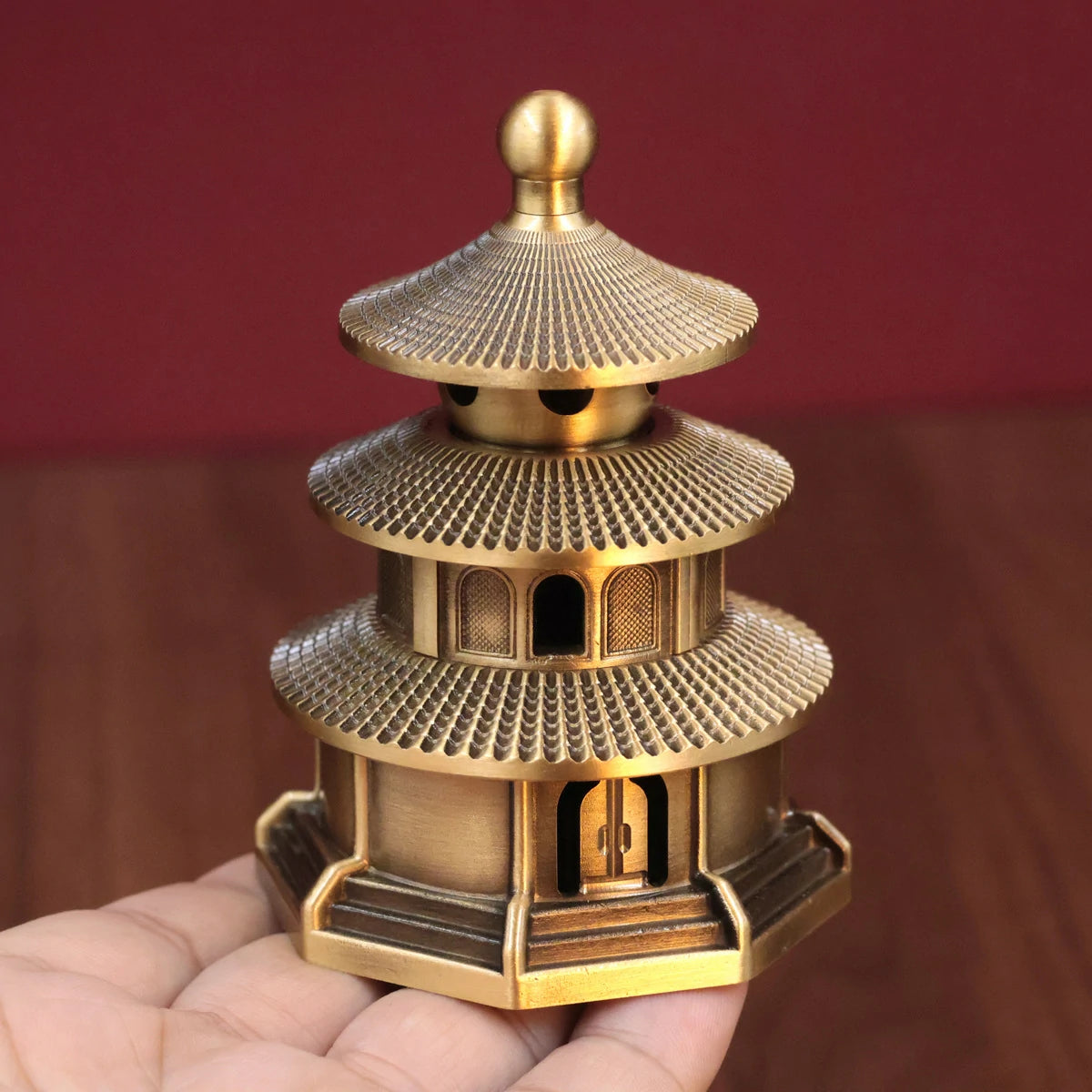 Brass Temple of Heaven Incense Burner | Handcrafted Mini Censer for Altar, Meditation & Home Decor | Zenith Censer