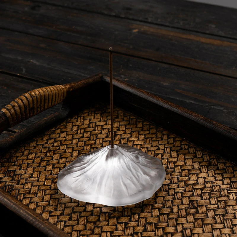 Frosted Crystal Glass Fuji Mountain Incense Holder | Zen Meditation Altar Tool & Home Decor | Zenith Censer