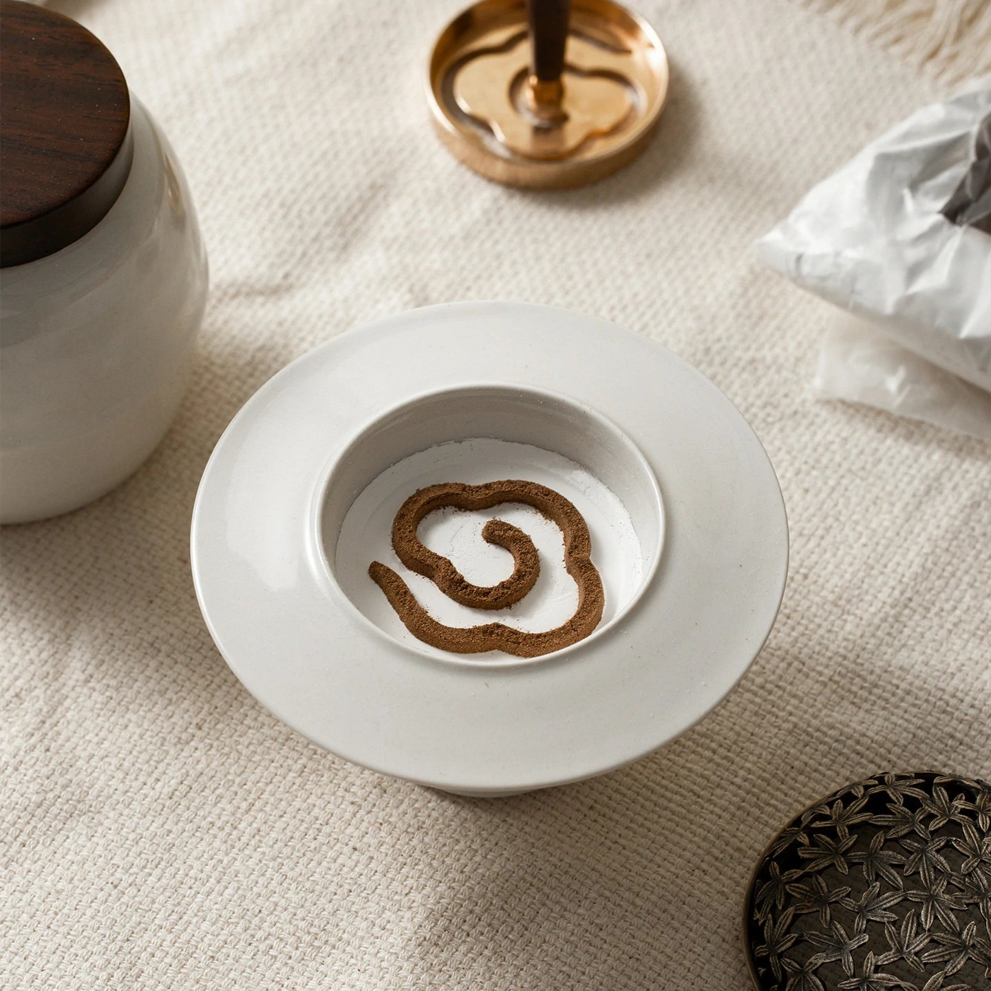 Artisan Brass Incense Seal Kit with Plant Ash | Portable Travel Set for Censing | Includes Leather Case - Zenith Censer