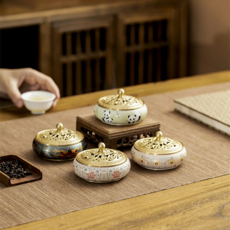 Hand-Painted Brass Incense Burner | Lotus Pattern Censer for Incense Ceremony & Meditation | Zenith Censer