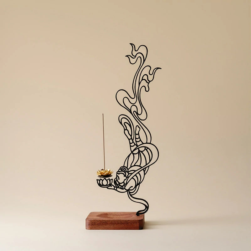 Dunhuang Flying Apsara Incense Holder | Hand-Painted Iron Art Incense Stick Holder for Meditation & Home Altar | Zenith Censer
