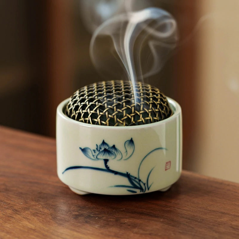 Hand-Painted Blue & White Porcelain Incense Burner | Chinese Landscape Ceramic Censer | Multiple Auspicious Designs | Zenith Censer