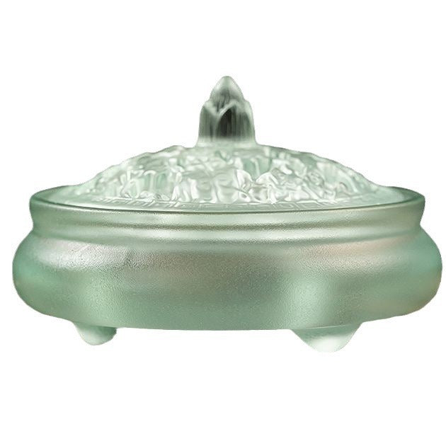 Hand-Blown Glass Xuande-Style Incense Burner | Transparent Censer for Coil/Cone Incense & Rituals | With Premium Sandalwood Options | Zenith Censer