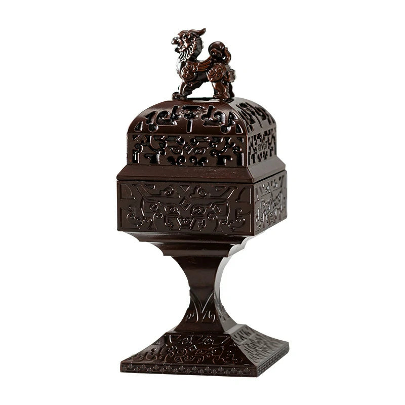 Pi Xiu (Auspicious Beast) Square Incense Burner with Cloud Pattern | Modern Zen Alloy Censer for Home Altar & Meditation | Zenith Censer