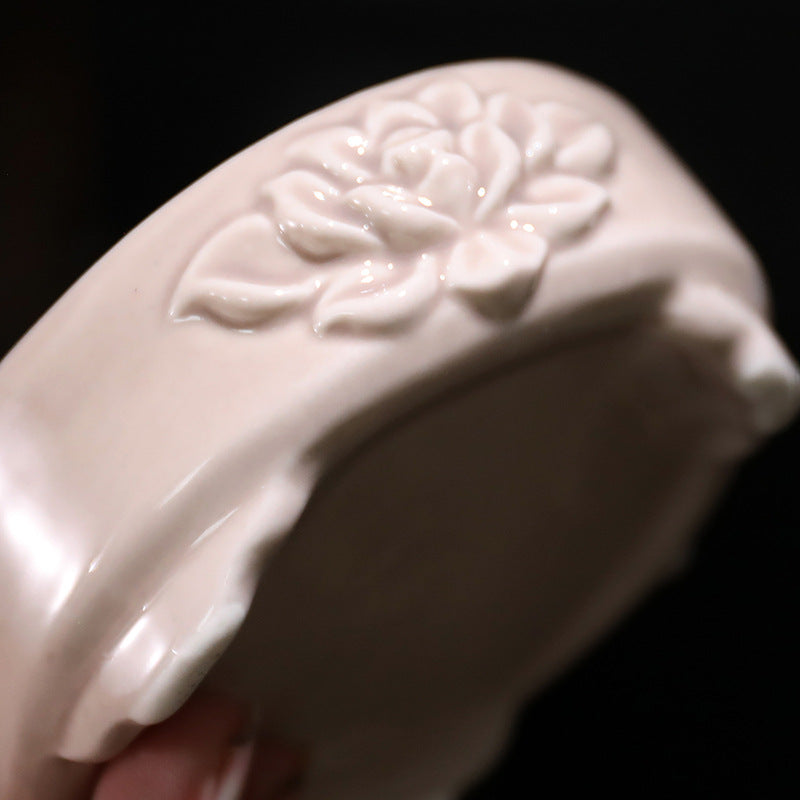 Ash Glaze Lotus Relief Ceramic Incense Burner | Handmade Coil Incense Censer with Safety Liner | Zenith Censer