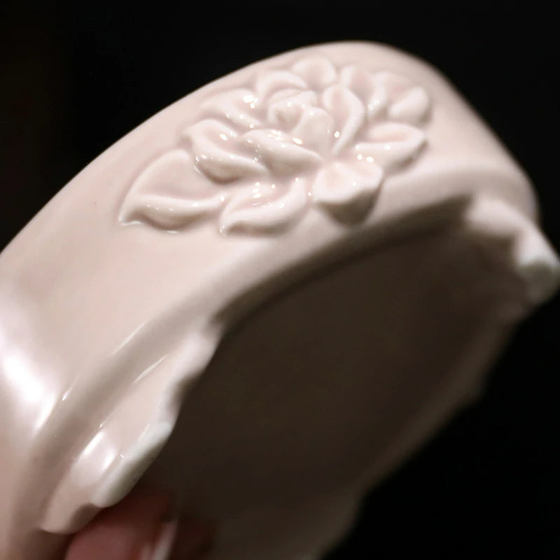 Ash Glaze Lotus Relief Ceramic Incense Burner | Handmade Coil Incense Censer with Safety Liner | Zenith Censer