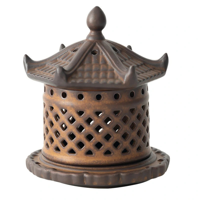Handmade Ceramic Pagoda Incense Burner | Mini “Snow Pagoda” for Sticks & Cones | Desktop Zen Altar | Zenith Censer