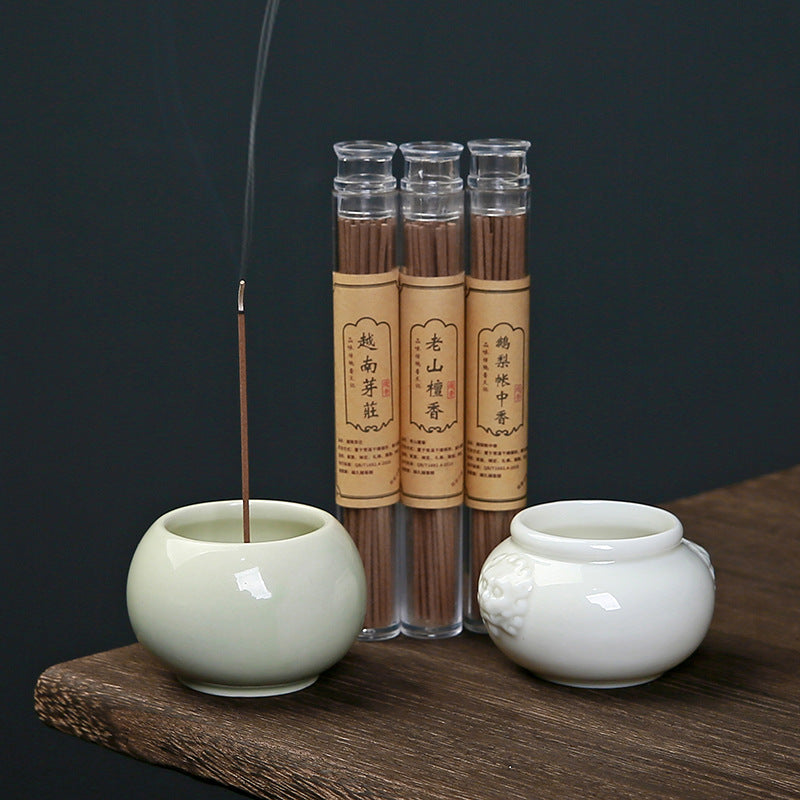 Ash Glaze ‘Hundred Blessings’ Jar Incense Burner | Ceramic Stick Incense Holder & Altar Piece | Multi-Color Sets | Zenith Censer