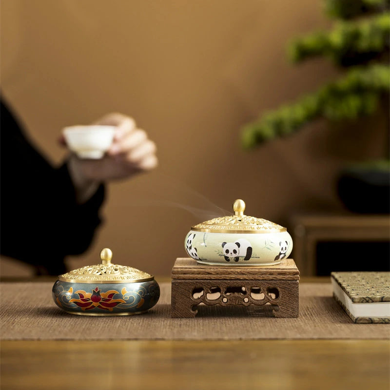 Hand-Painted Brass Incense Burner | Lotus Pattern Censer for Incense Ceremony & Meditation | Zenith Censer