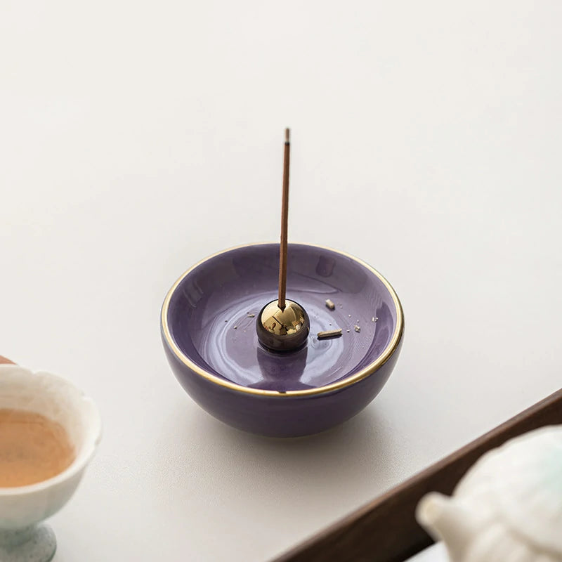 Artisan-Glazed Ceramic Incense Stick Holder | Modern Minimalist Burner for Desk Altar & Meditation | Zenith Censer - 6 Colors