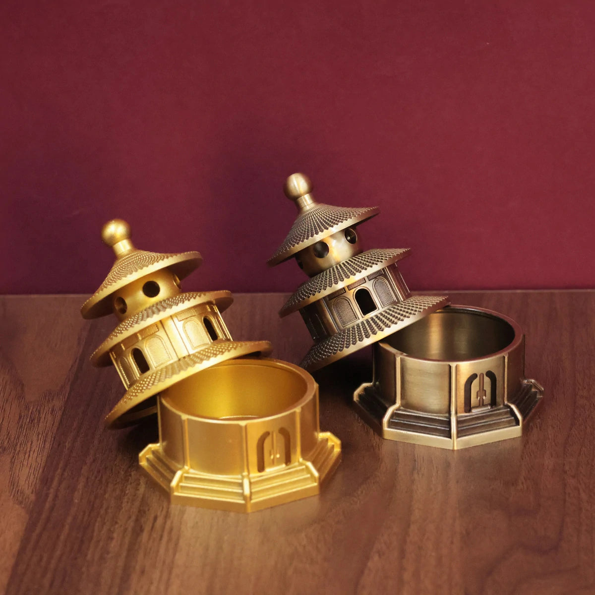 Brass Temple of Heaven Incense Burner | Handcrafted Mini Censer for Altar, Meditation & Home Decor | Zenith Censer