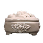 Ash Glaze Lotus Relief Ceramic Incense Burner | Handmade Coil Incense Censer with Safety Liner | Zenith Censer