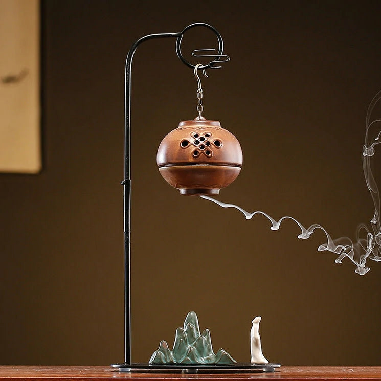 Chinese Reverse-Flow Incense Burner Set | Waterfall Smoke Ceremony with Auspicious Designs | Includes Cones | Zenith Censer