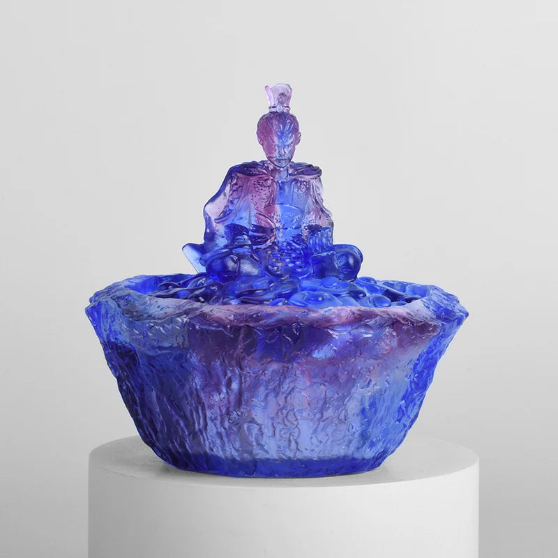 Mythical Monkey King Glass Incense Burner | Lotus Altar for Incense Ceremony, Office & Tea Space | Zenith Censer