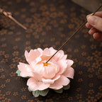 Hand-Sculpted Peony Ceramic Incense Holder | 3D Floral Art Piece for Home & Tea Room | Zenith Censer