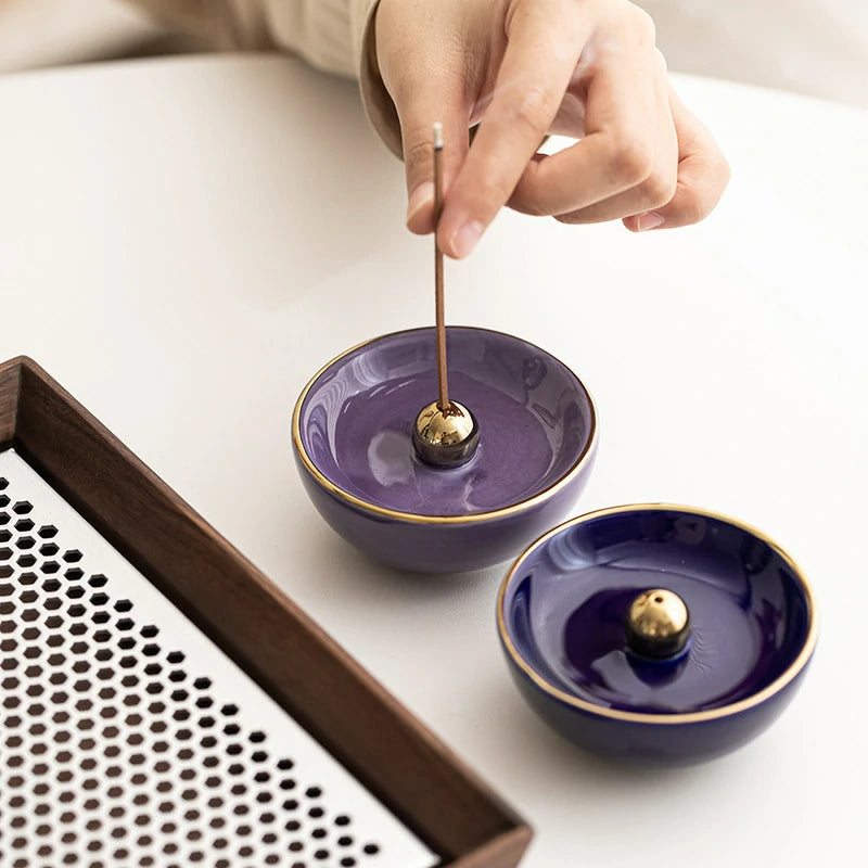 Artisan-Glazed Ceramic Incense Stick Holder | Modern Minimalist Burner for Desk Altar & Meditation | Zenith Censer - 6 Colors