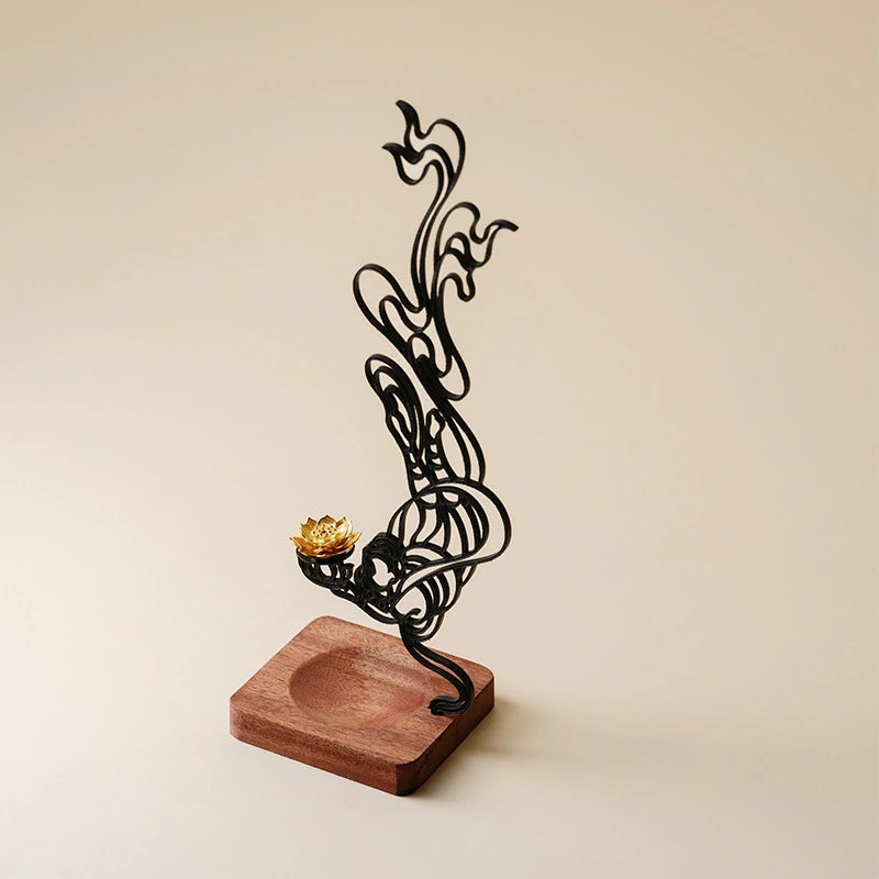 Dunhuang Flying Apsara Incense Holder | Hand-Painted Iron Art Incense Stick Holder for Meditation & Home Altar | Zenith Censer