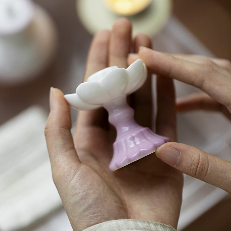 Gradient Purple Lotus Ceramic Incense Holder | “Phantom Orchid Whisper” Jade Clay Incense Throne | Zenith Censer