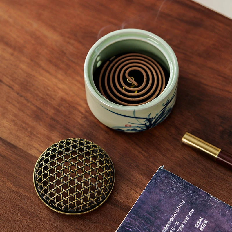 Hand-Painted Blue & White Porcelain Incense Burner | Chinese Landscape Ceramic Censer | Multiple Auspicious Designs | Zenith Censer